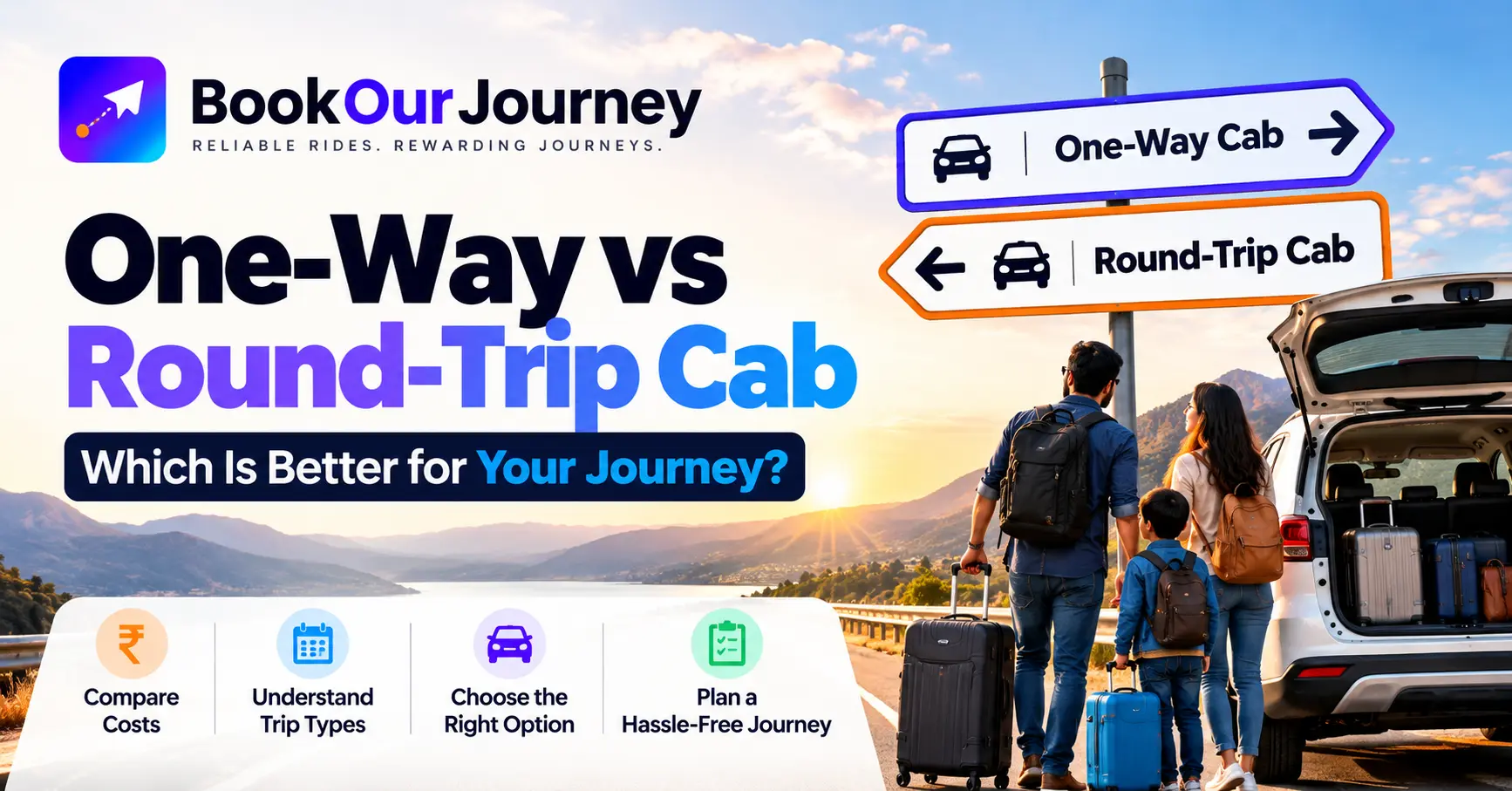 One-way versus round-trip cab booking guide by BookOurJourney.com
