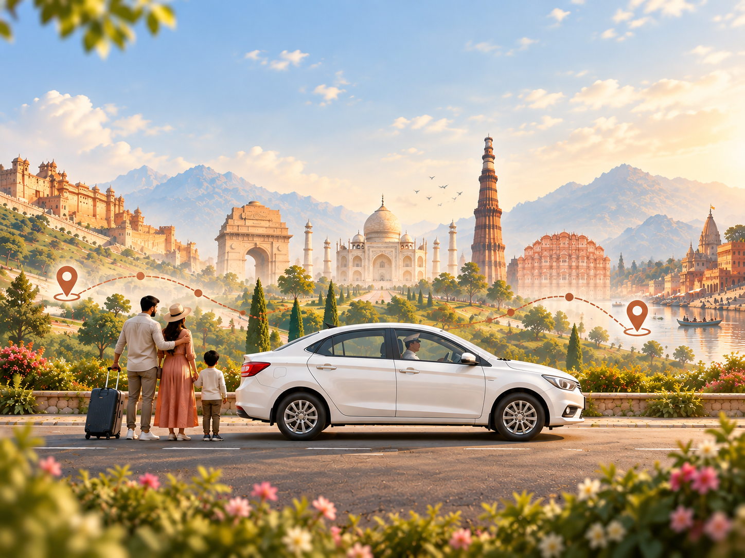 Travellers enjoying a scenic journey